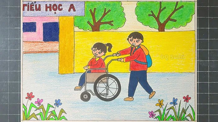 Vẽ tranh tình yêu thương con người | Vẽ những người bạn thân thiện | Vẽ bạn  cùng học của em