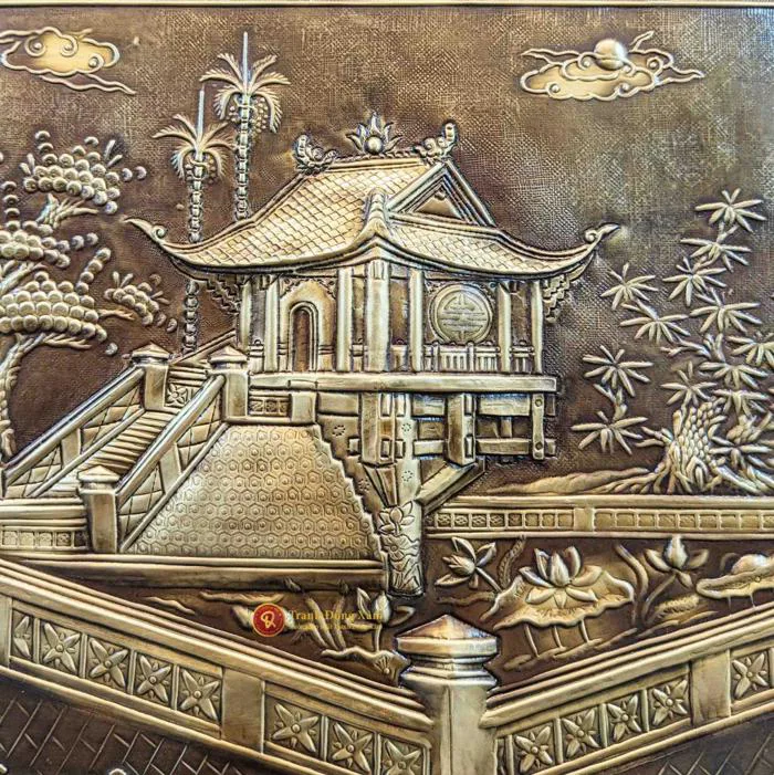 Tranh Phong Cảnh Chùa Một Cột Hà Nội Bằng Đồng