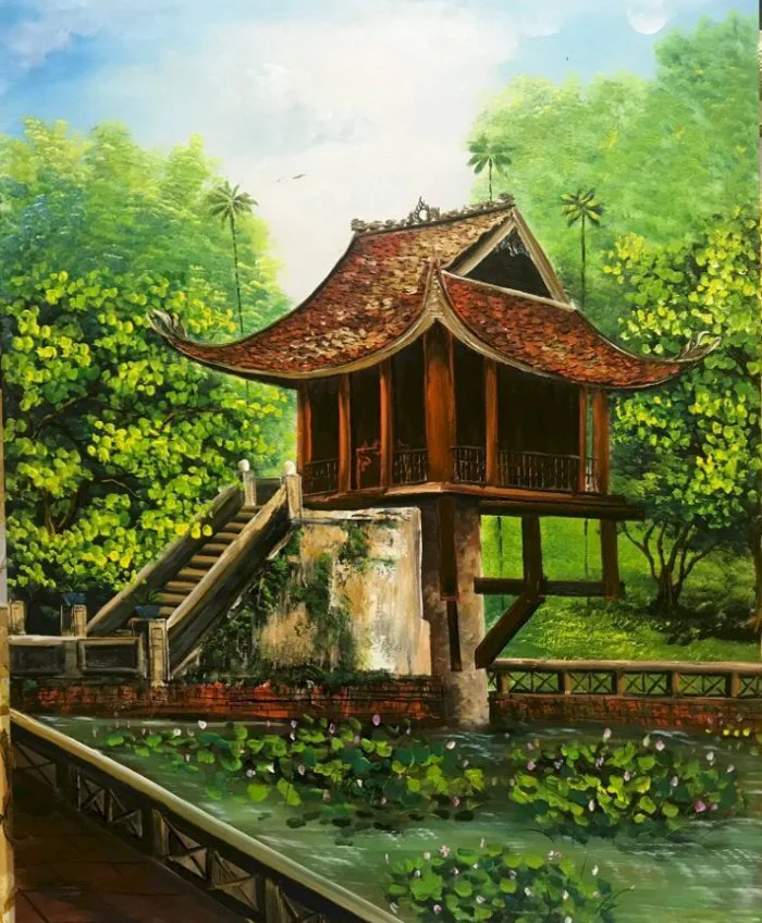 101 mẫu tranh phong cảnh chùa một cột đẹp nhất, chất lượng cao, tải miễn phí