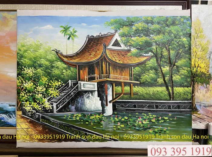 Tranh sơn dầu chùa một cột - Tranh vẽ chùa một cột