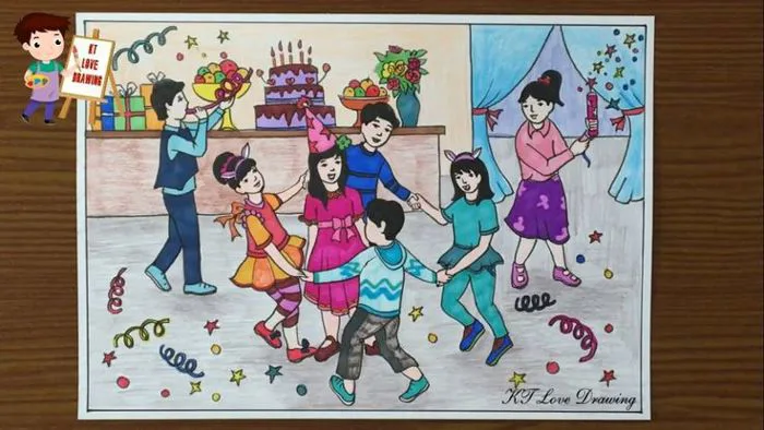 Vẽ tranh đề tài cuộc sống quanh em: Mừng sinh nhật / How to draw Happy  Birthday