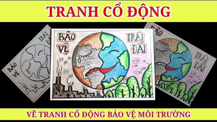 TRANH CỔ ĐỘNG | VẼ TRANH CỔ ĐỘNG BẢO VỆ MÔI TRƯỜNG | VẼ TRANH VÌ MÔI TRƯỜNG  TƯƠNG LAI | KC art