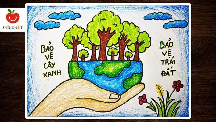 VẼ TRANH CỔ ĐỘNG | VẼ TRANH BẢO VỆ MÔI TRƯỜNG | VẼ TRANH BẢO VỆ CÂY XANH |  vẽ trái đất #smileart