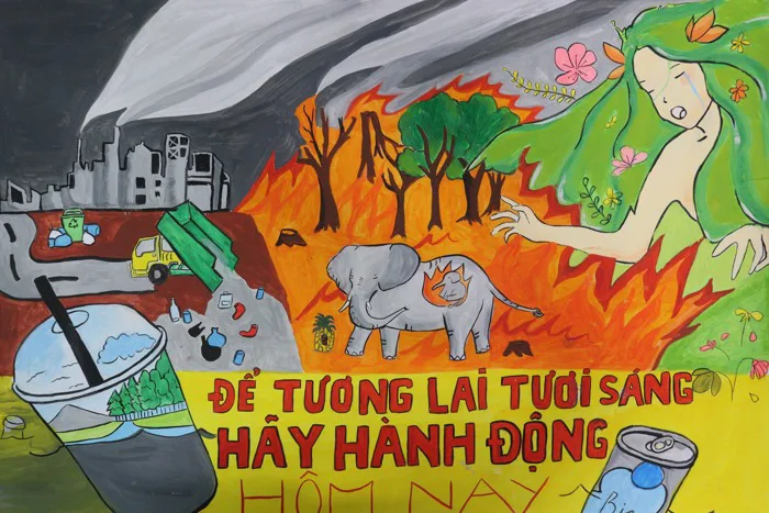 TRIỂN LÃM NHỮNG BỨC VẼ BIẾT NÓI – Vẽ tranh Cổ động Hành động vì môi trường  | TRƯỜNG ĐẠI HỌC MỞ TP HCM