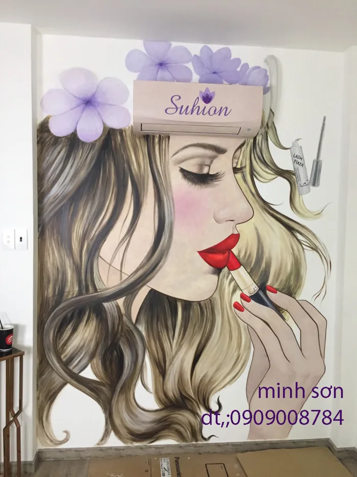 vẽ tranh tường cô gái