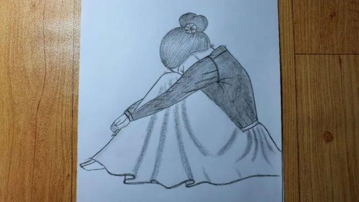 Cách Vẽ Cô Gái buồn đơn giản bằng bút chì #12 |How to Draw A Sad Girl with  pencil|Kim Chi Art & Draw