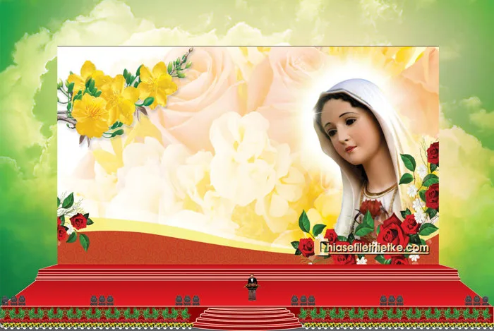 Phông Sân Khấu, Phông nền Trang trí Tết Công Giáo File Photoshop 010
