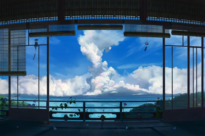 Hình Nền Anime Hiên Nhà Mùa Hè Nhìn Ra Đại Dương | 2480x1650 | Wallpaper  Alchemy